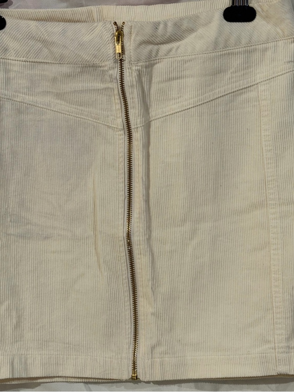 wild fable Cream Corduroy A-Line Skirt with Gold Zip